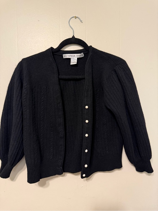 Victoria jones Sweaters - Victoria Jones Black Pearl-Button Knit Women's Sweater